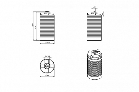 Емкость вертикальная T ЭВЛ-1000 литров в  Калуге. Фото, описание